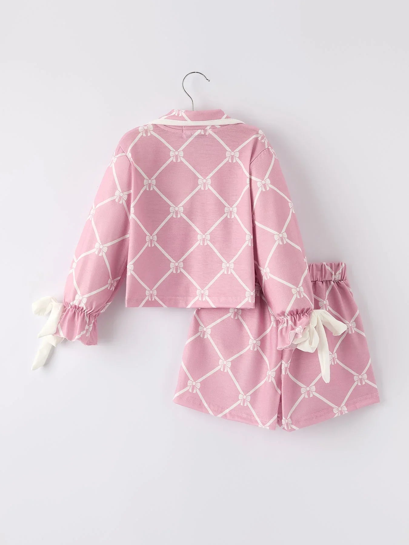 Mommy & me Autumn Check Bow Girls Lapel Pajamas - BIG FRENCHIES
