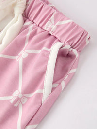 Mommy & me Autumn Check Bow Girls Lapel Pajamas - BIG FRENCHIES