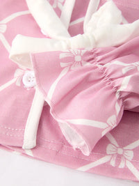 Mommy & me Autumn Check Bow Girls Lapel Pajamas - BIG FRENCHIES
