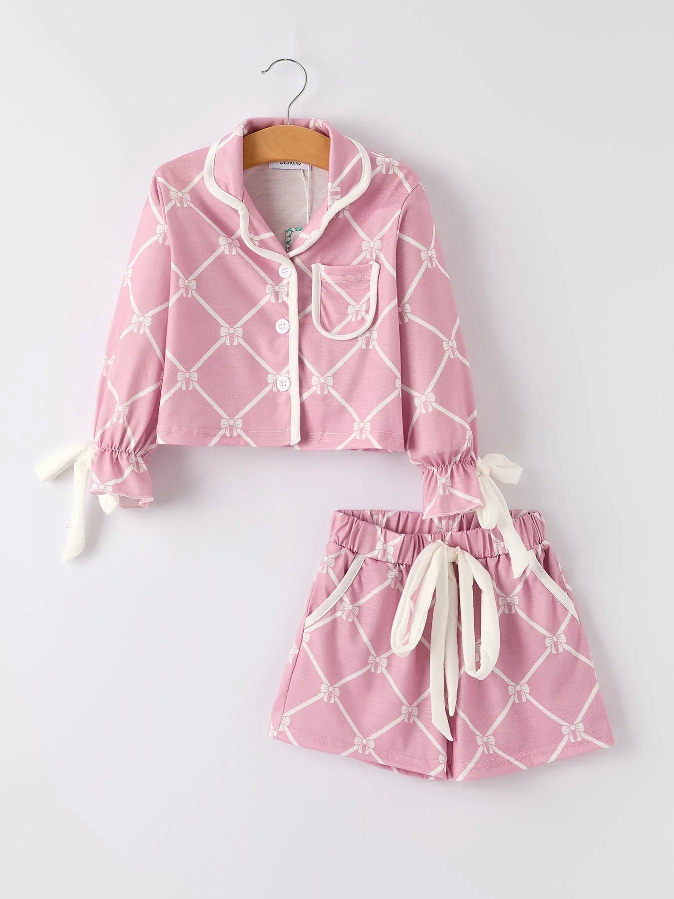 Mommy & me Autumn Check Bow Girls Lapel Pajamas - BIG FRENCHIES