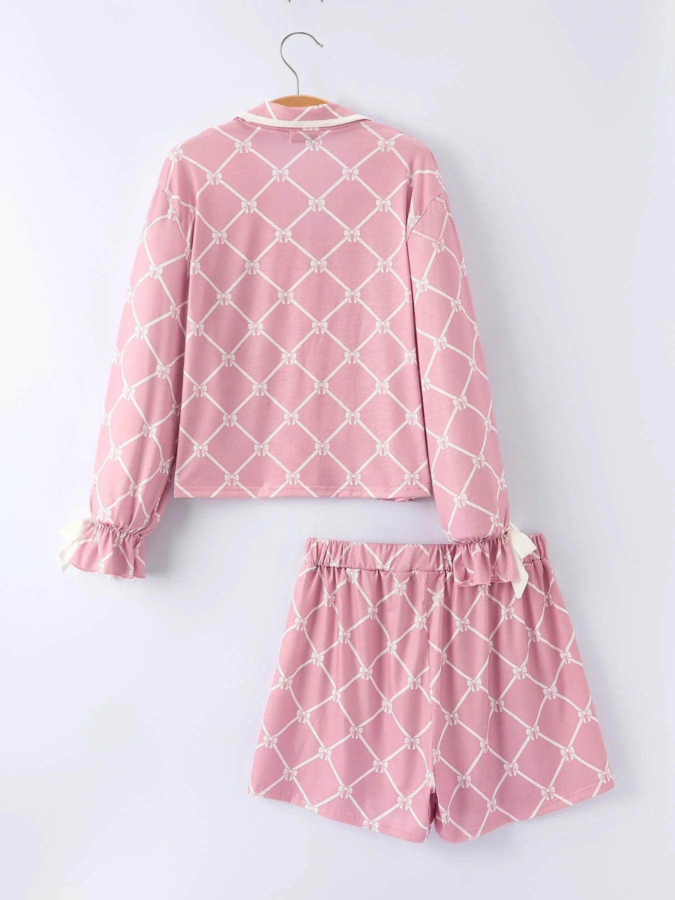 Mommy & me Autumn Check Bow Girls Lapel Pajamas - BIG FRENCHIES
