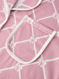 Mommy & me Autumn Check Bow Girls Lapel Pajamas - BIG FRENCHIES