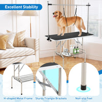 Foldable Dog Grooming Table with Height Adjustable Arms-Black