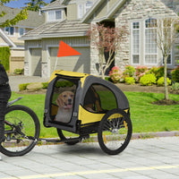 Dog Bike Trailer, Pet Stroller with Wheels for Medium Dogs, Yellow