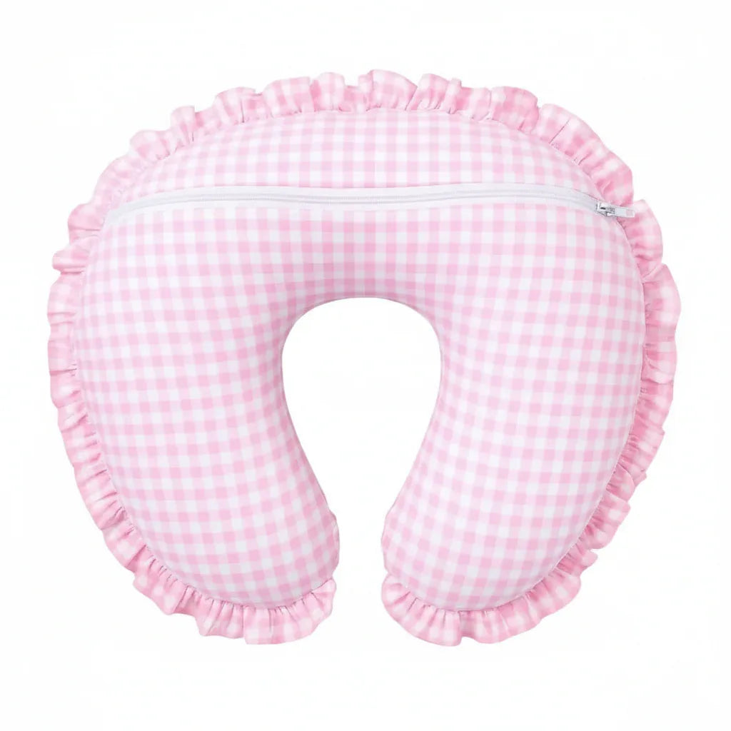 Pink Gingham Ruffle Nursing Pillow Cover - BIG FRENCHIES