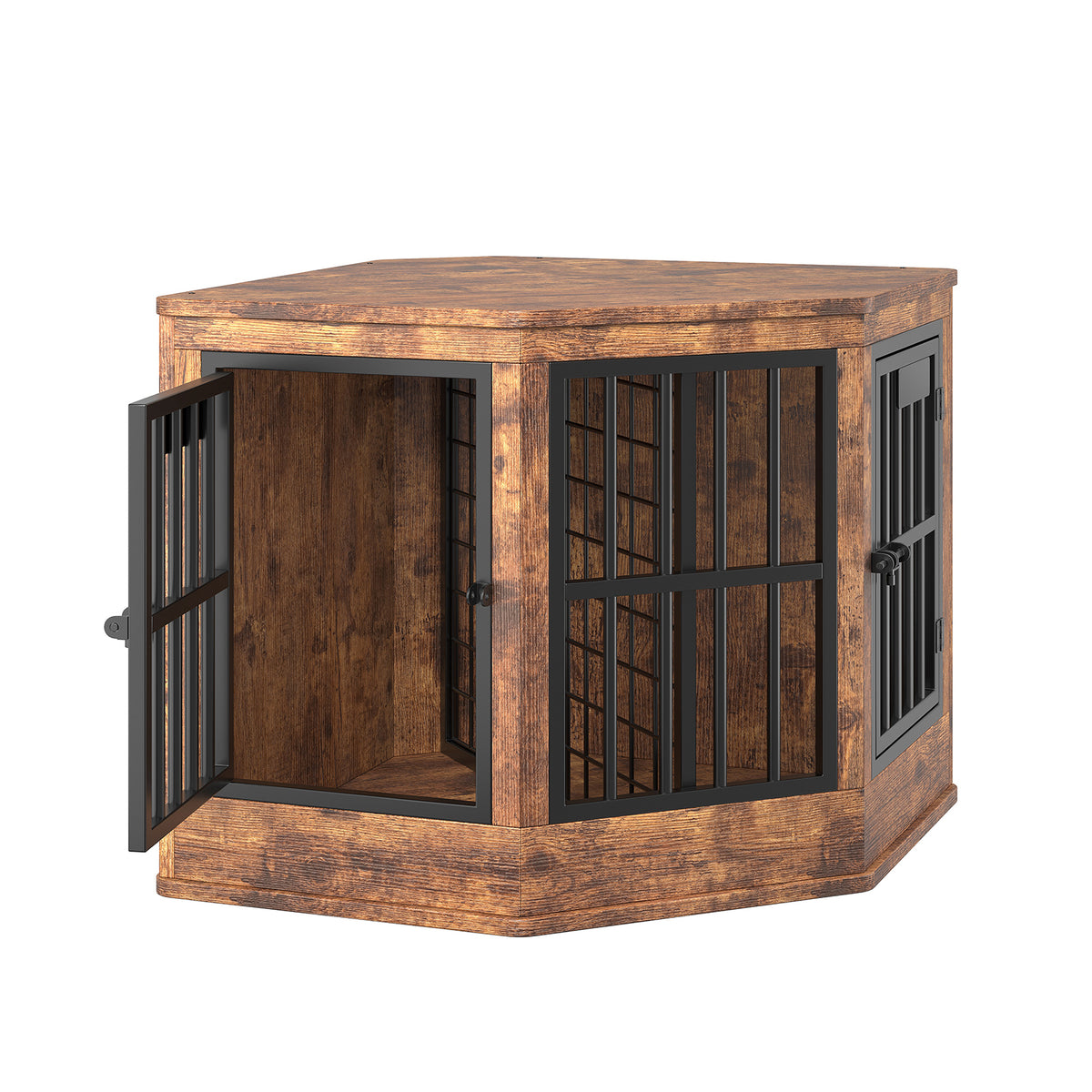 Corner Dog Crate Furniture Modern Indoor Dog Cage Decorative Pet House TV Stand For Medium And Large Sized Dogs Brown