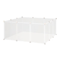 Small Animal Cage Plastic Chinchilla Cage 12 Panels for Bunny Chinchilla Guinea Pig, 18" x 14", White