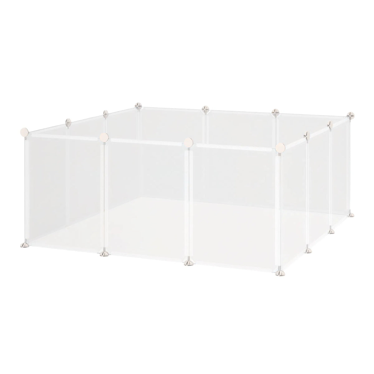 Small Animal Cage Plastic Chinchilla Cage 12 Panels for Bunny Chinchilla Guinea Pig, 18" x 14", White