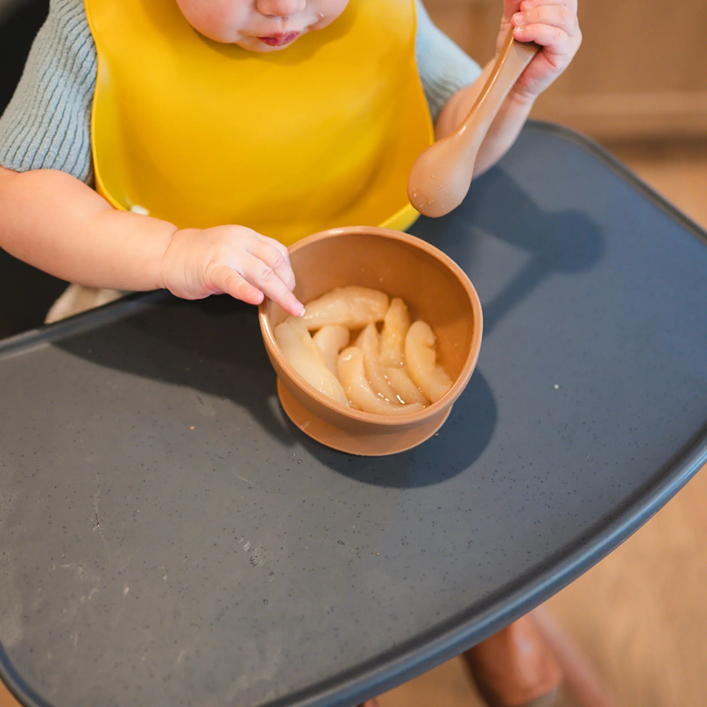 Apricot Suction Bowl and Spoon Set - BIG FRENCHIES