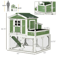 49" Small Chicken Coop Hen House with Garden Space, Chicken House Outdoor Run Cage with Weather Protection, 2-4 Birds, G