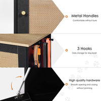 Feeding station with 2 lockers, pet feeding station with 2 elevated dog bowls, side hooks, anti-tipping kit, hidden pet 