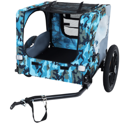 Utdoor Heavy Duty Collapsible Pet Bike Trailer With 16-Inch All Terrain Wheels & Universal Hitch Foldable Dog Cargo Carr