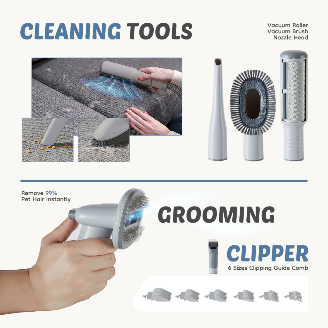 Professional Dog Grooming Clippers With 2.5L Cup, 3 Suction Modes, Cordless Clippers, 5 Groomer Tools, Low Noise Pet Hai
