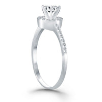 14k White Gold Diamond Halo Collar Engagement Ring