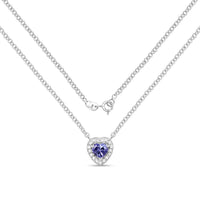 0.55 Carat Genuine Tanzanite and White Topaz .925 Sterling Silver Necklace