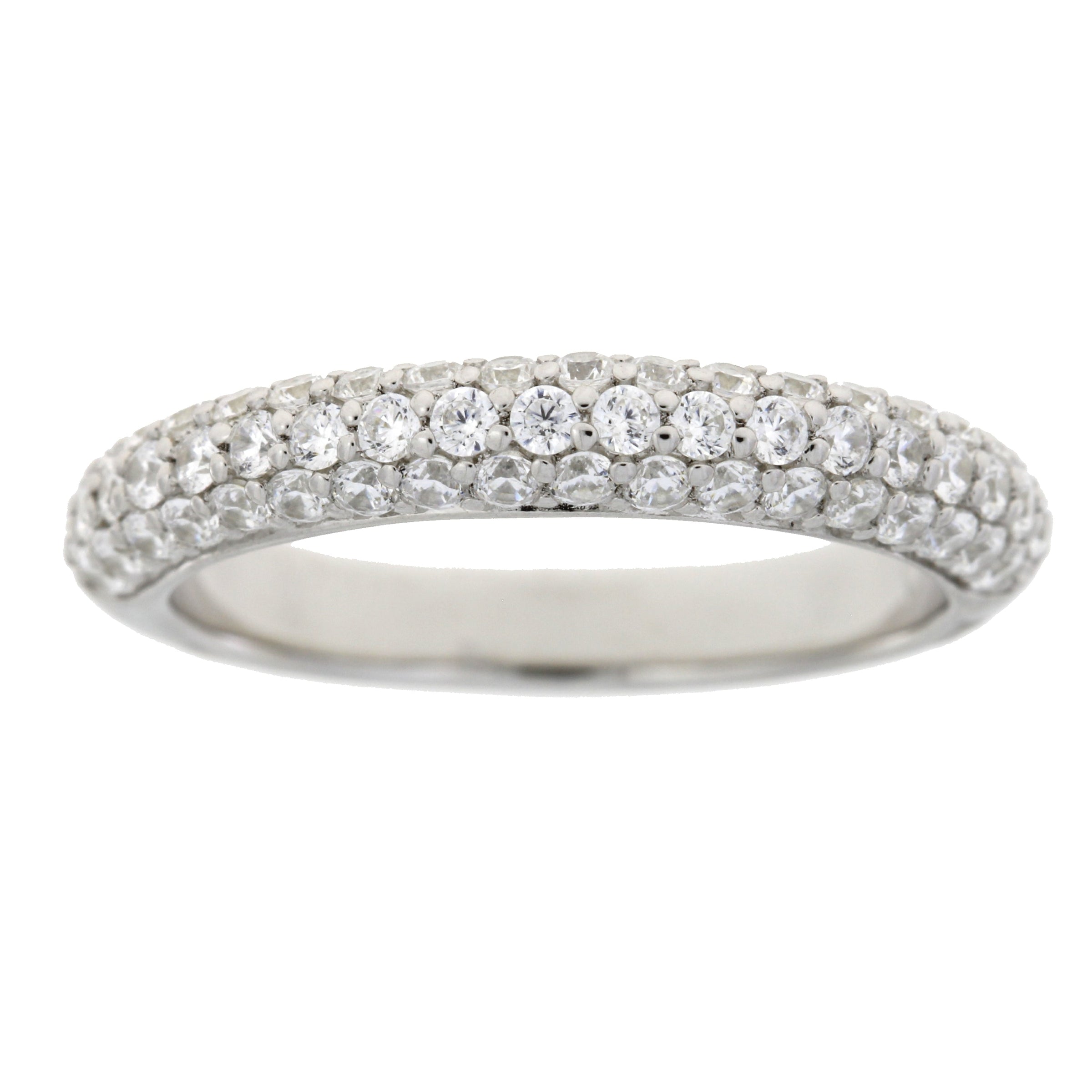Cubic Zirconium Wedding Band Ring Sterling Silver