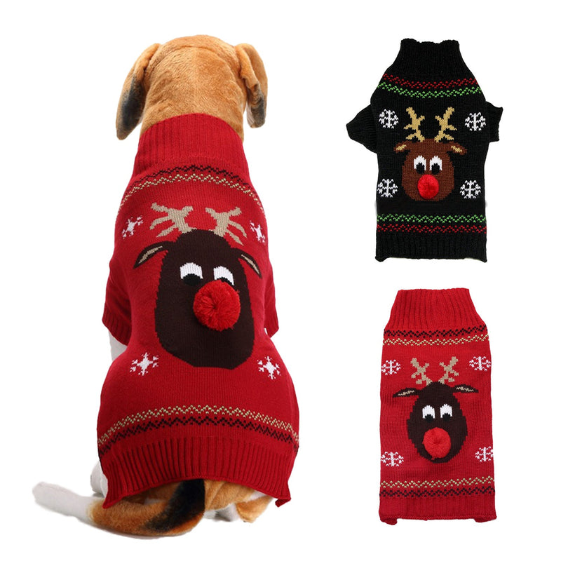 Dog & Cat Reindeer Sweater • Knit with 3D Pom Nose-Pet Apparel-BIG FRENCHIES-Jane's Pet Boutique