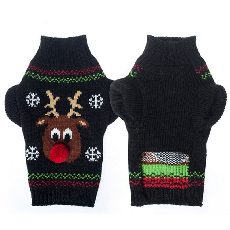 Dog & Cat Reindeer Sweater • Knit with 3D Pom Nose-Pet Apparel-BIG FRENCHIES-Jane's Pet Boutique