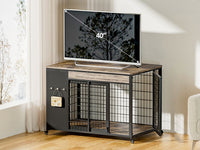 38in Dog Crate Furniture - Dog Crate With DIY Frame, Sliding Door Indoor Kennel, Wooden Dog Cage End Table, For Medium-L