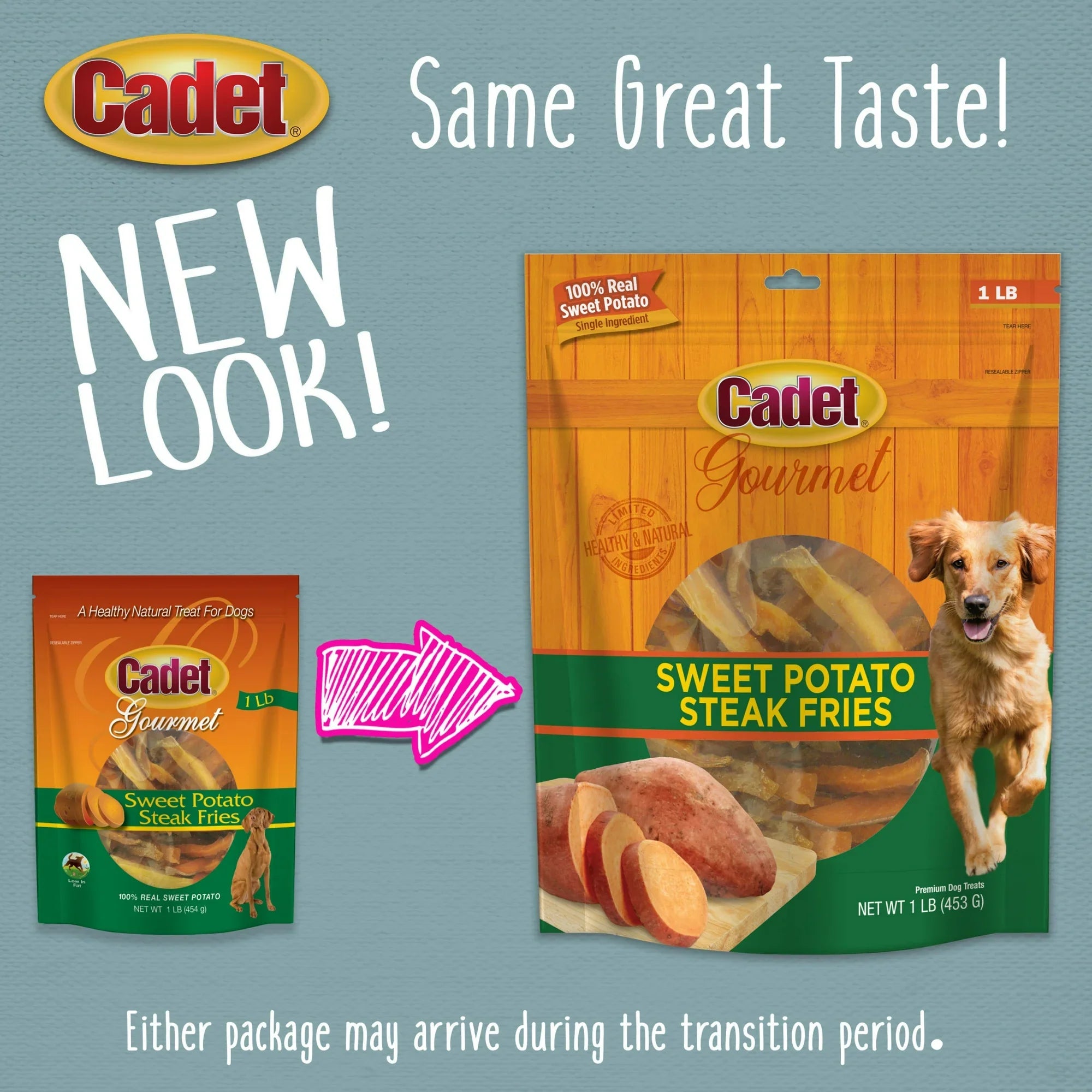 Cadet Sweet Potato Steak Fries Dog Treats 100% Real Sweet Potato 1lb