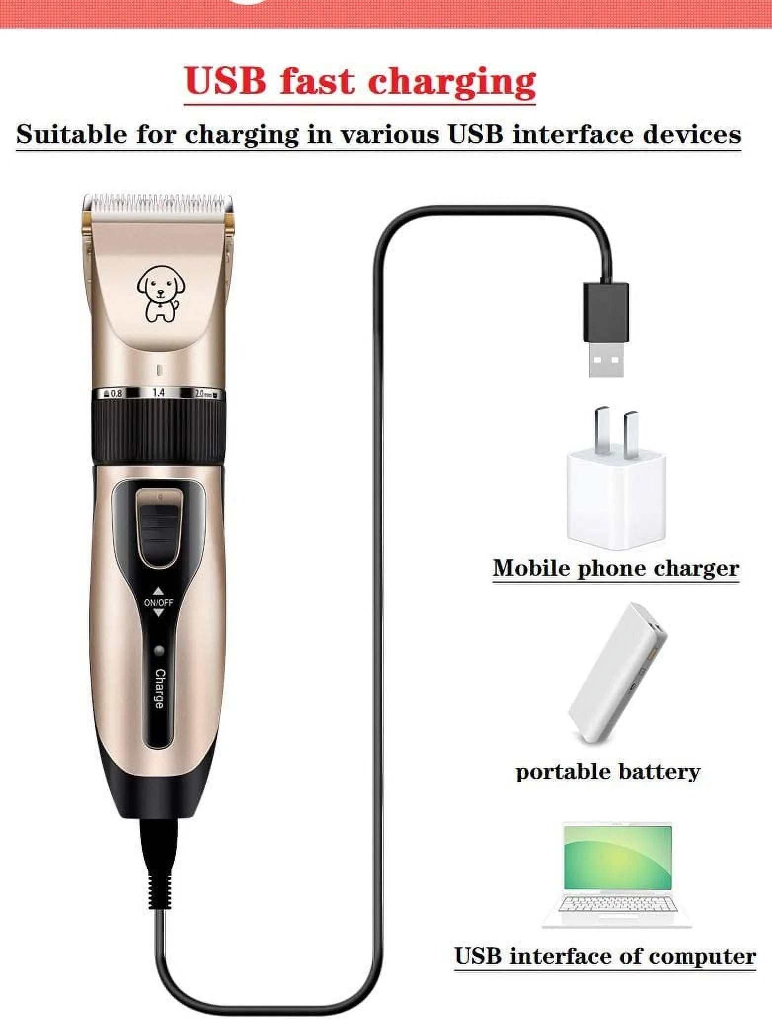 Rechargeable Dog Clippers, Low Noise Pet Shaver Dog Grooming Kit Cordless Professional Dog Hair Trimmer with Comb Scissors for Dogs Cats & Others - BIG FRENCHIES