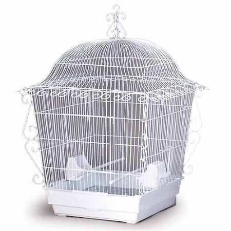 Prevue Pet Products Elegant Scrollwork Bird Cage 220 in White, Wrought Iron Cage for Cockatiels, Doves and Conures