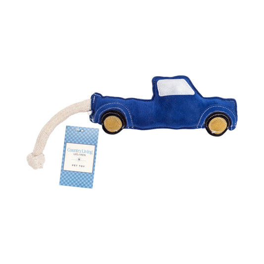 Country Living Faux Leather Blue Pickup Truck Dog Chew Toy, Durable, Safe and Non-Toxic - BIG FRENCHIES