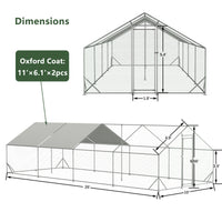 Large Metal Chicken Coop, Walk-in Chicken Run, Galvanized Wire Poultry Chicken Hen Pen Cage, Rabbits Duck Cages With Wat