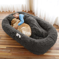 Human Dog Bed, Large Size Fits You And Pets, Washable Faux Fur Dog Bed For People Doze Off, Napping Orthopedic Dog Bed, 