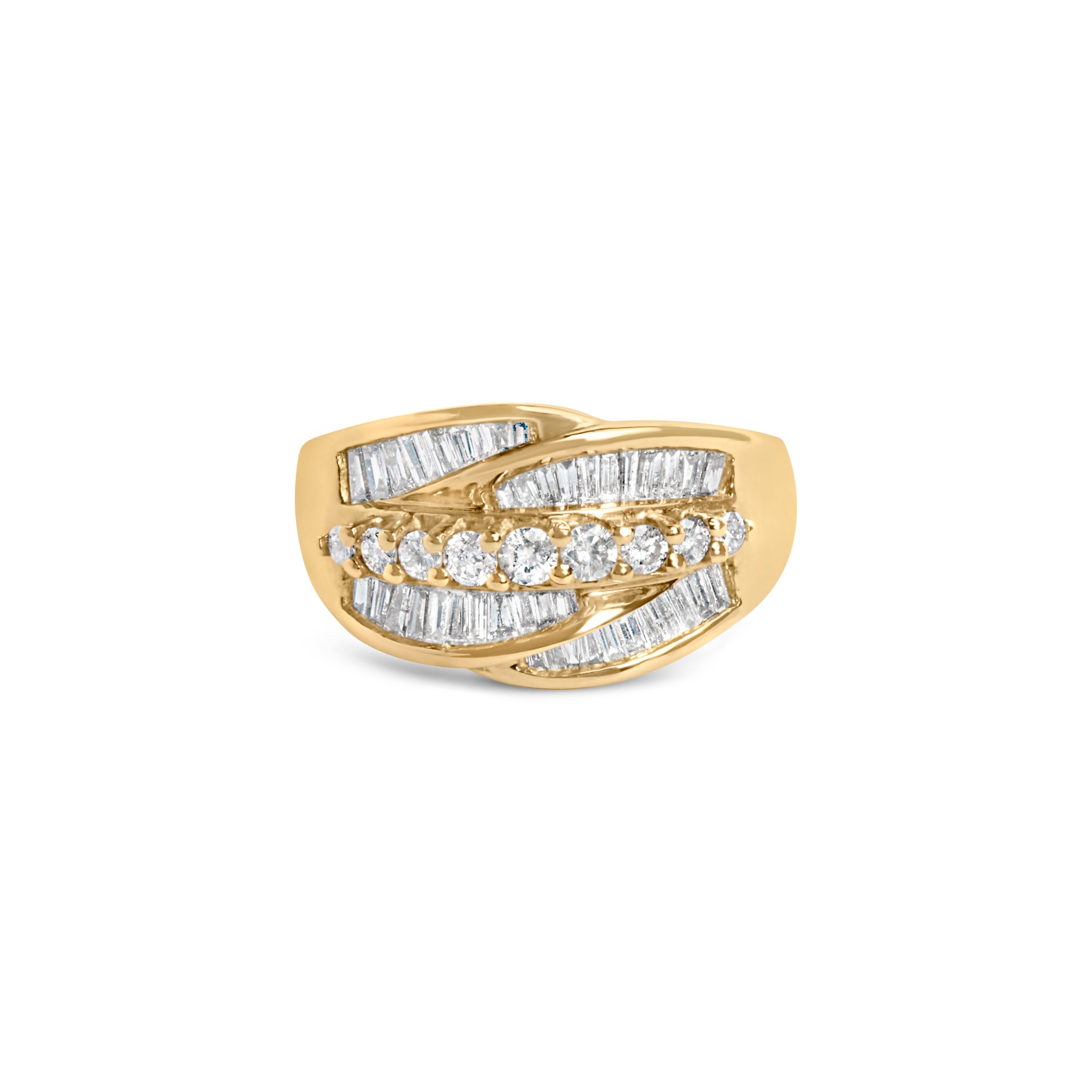 14K Yellow Gold 1.00 Cttw Diamond Cocktall Cluster 5 Stone Ring (H-I Color, SI1-I1 Clarity) - Ring Size 7
