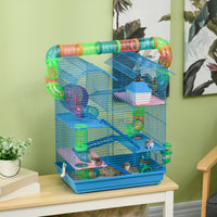 18.5" 5 Tier Hamster Cage with Tubes and Tunnels, Small Animal Cage, Rat Gerbil Cage with Water Bottle, Food Dish, Exerc