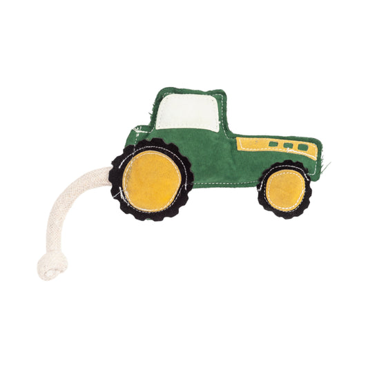 Country Living Faux Leather Green Tractor Dog Chew Toy, Durable, Safe and Non-Toxic - BIG FRENCHIES