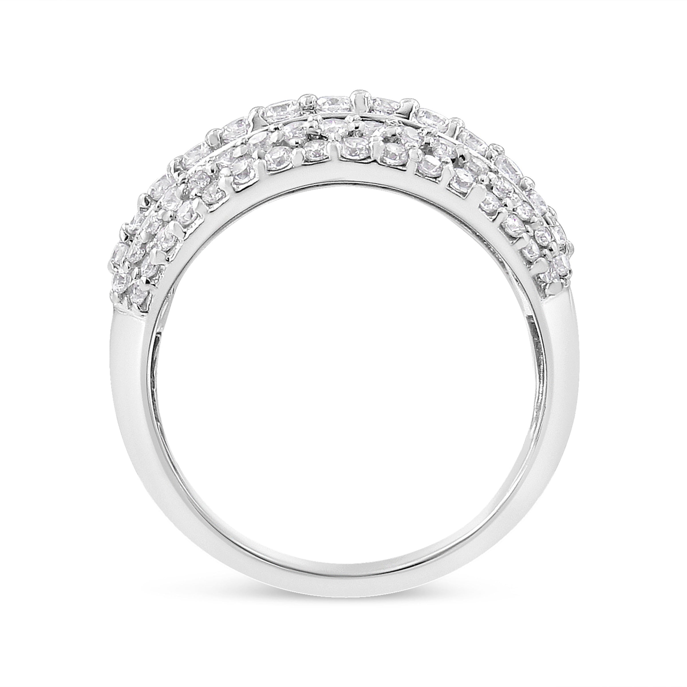 .925 Sterling Silver 2.00 Cttw Round and Baguette-Cut Diamond Cluster Ring (H-I Color, I1-I2 Clarity) - Size 7