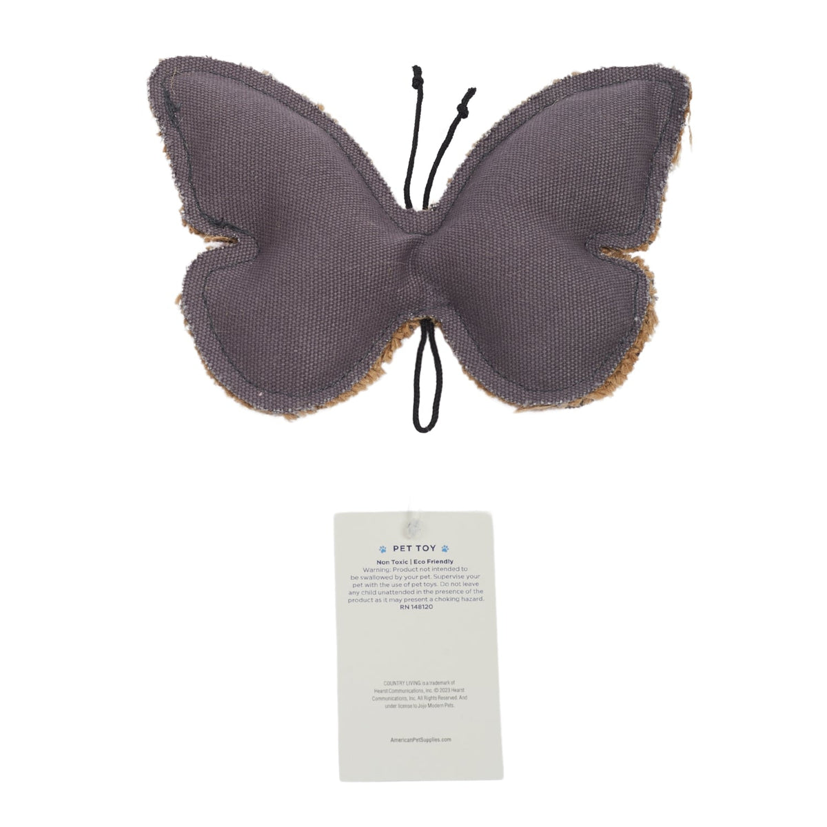 Country Living Canvas & Jute Butterfly-Shaped Dog Chew Toy – Durable, Safe and Non-Toxic - BIG FRENCHIES