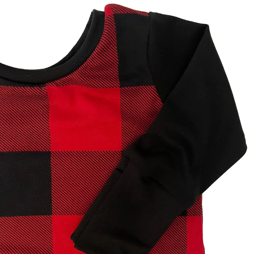 Black/Red Buffalo Plaid Zip Romper - BIG FRENCHIES