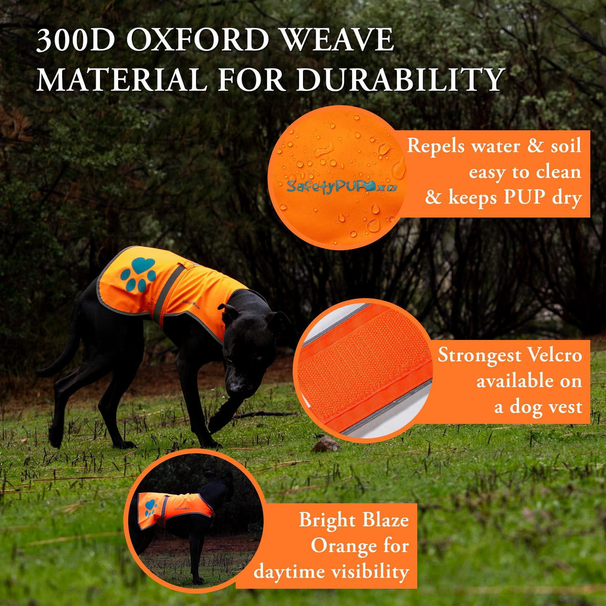 Reflective Dog Vest Hi-Vis L Size 35.75 in Chest x 26.75 in Neck Orange