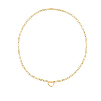 14k Yellow Gold Heart Element Paperclip Necklace