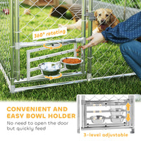 Outdoor Dog Kennel w/ Adjustable & Rotatable Bowl Rack, Waterproof UV-Resistant Cover, Secure Lock, 19.7 x 7.5 x 7.5