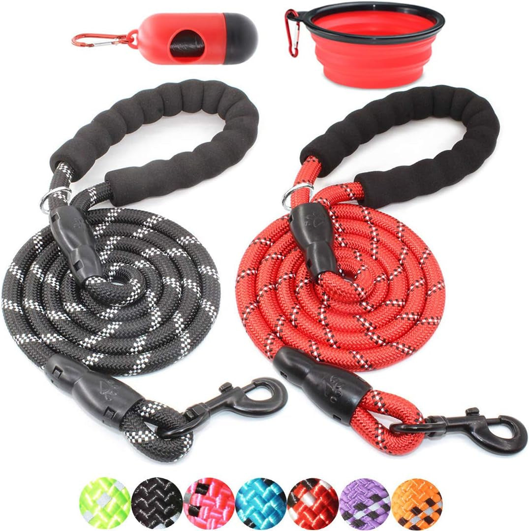 Upgrade your walks with our 2-Pack 5/6 FT Dog Leashes! 🐾✨ Featuring comfy padded handles and reflective threads for safety, perfect for all dog sizes! 🐶❤️ - BIG FRENCHIES