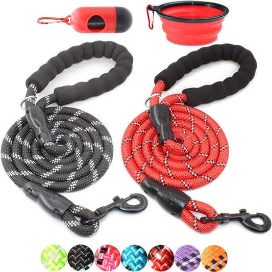 Upgrade your walks with our 2-Pack 5/6 FT Dog Leashes! 🐾✨ Featuring comfy padded handles and reflective threads for safety, perfect for all dog sizes! 🐶❤️ - BIG FRENCHIES