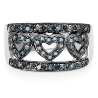 0.32 Carat Genuine Blue Diamond .925 Sterling Silver Ring