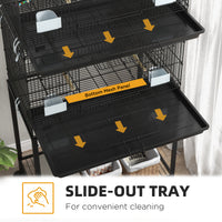 Double Stackable Bird Cage on Wheels w/ Stand, for Canaries