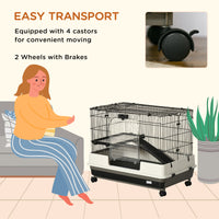 2-tier Compact Platform Rolling Small Animal Rabbit Cage for Hamsters, Chinchillas & Gerbils with a Large Living Space
