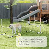 4 Piece Dog Agility Training Equipment for Dog Agility Course with Adjustable Height Jump Bars, Included Carry Bag, & Di