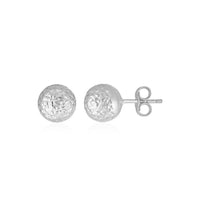 14k White Gold Ball Earrings with Crystal Cut Texture