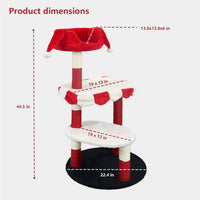 Cat Tree with Cozy Perch & Scratching Posts - Red & White Design Multi-Level Cat Furniture for Kittens/Cats to Climb, Re