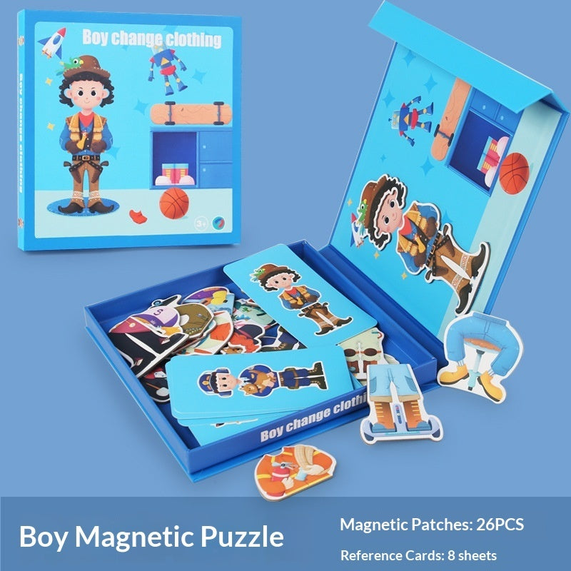 Magnetic Puzzle Featuring Characters In Various Professions And A Princess Dress-up Set