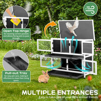 2 Story Solid Wood Rabbit Hutch Bunny Cage with 2 Large Main Rooms, Indoor Outdoor Rabbit House Guinea Pig Cage Pet Hous