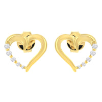 14K Yellow Gold 1/8 Cttw Diamond Journey Heart Hoop Earrings (K-L Color, I1-I2 Clarity)