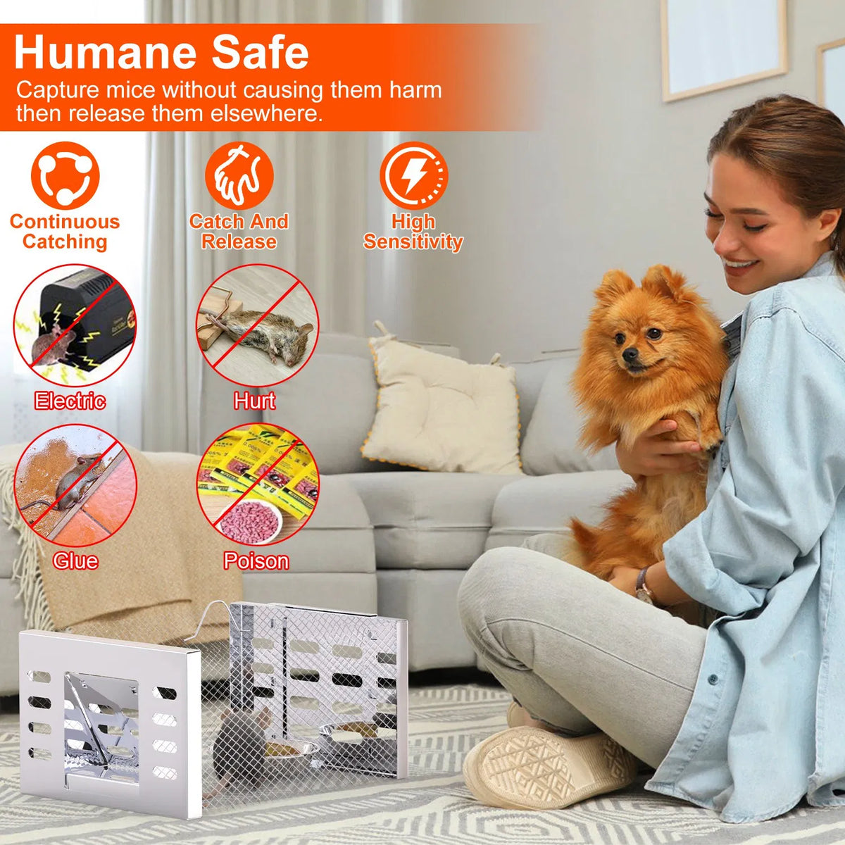 2Pcs Humane Rat Trap Catch and Release Live Mouse Cage Traps with Automatic Continuous Cycle Trapping for Chipmunk Roden